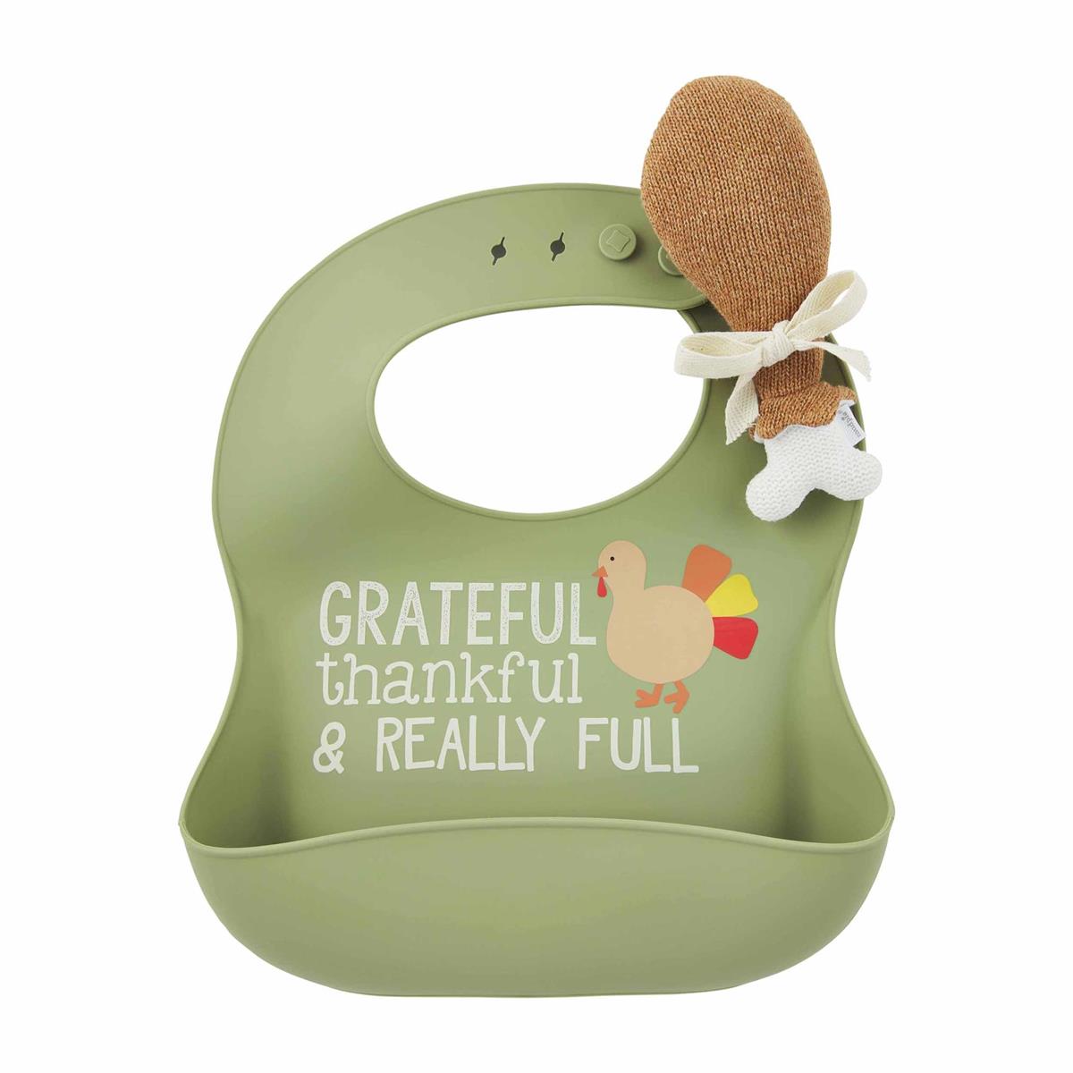 Green Thanksgiving Bib/Rattle Set