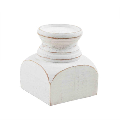 Chunky White Wood Candle Holders