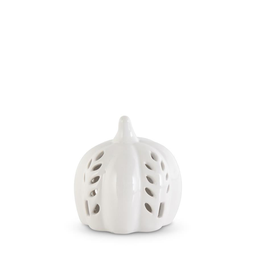 White Ceramic LED Mini Pumpkin