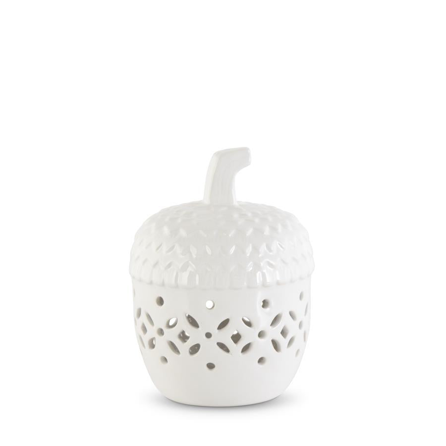 White Ceramic LED Acorn