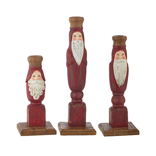 Carved Santa Taper Candle Holders