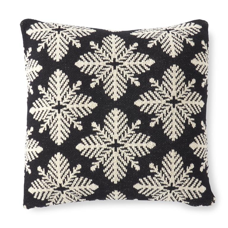 Black & White Knit Snowflake Throw Pillow