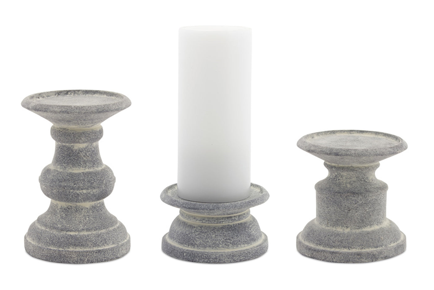 Gray Terra Cotta Candle Holders