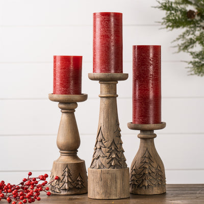 Tree Carved Candle Holders