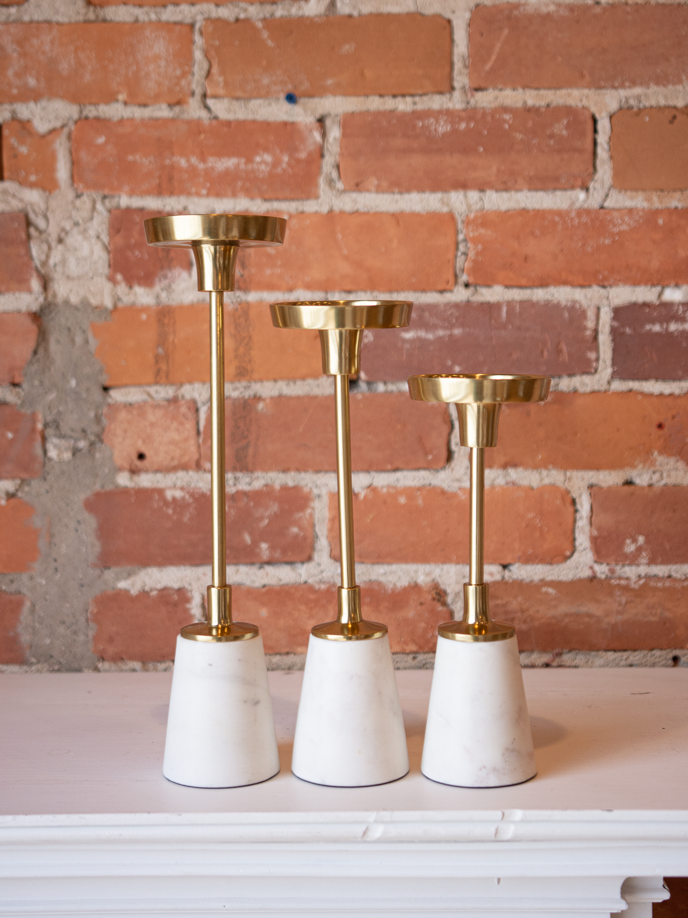 Brass Candle Holders with Marble Bases