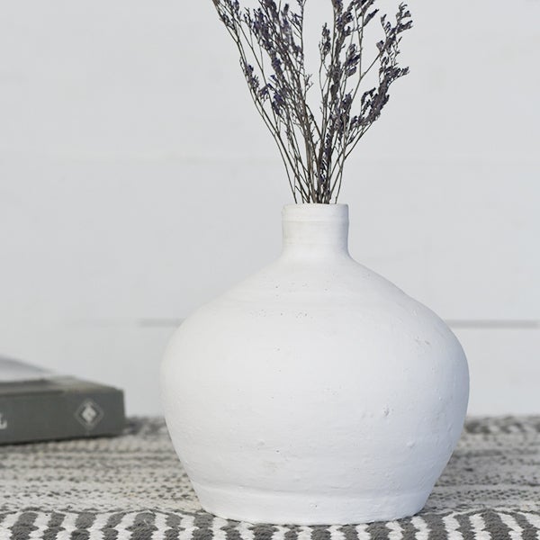 5" Round White Vase