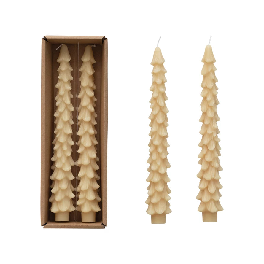 Cream Tree Shaped Taper Candles